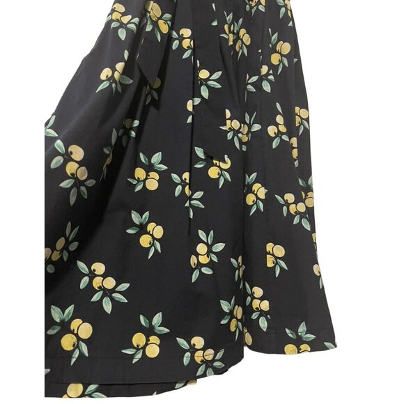 Charter Club Lemon Print Collared Button Down Shirt Dress Pleated Dark Blue Wome - Picture 5 of 6